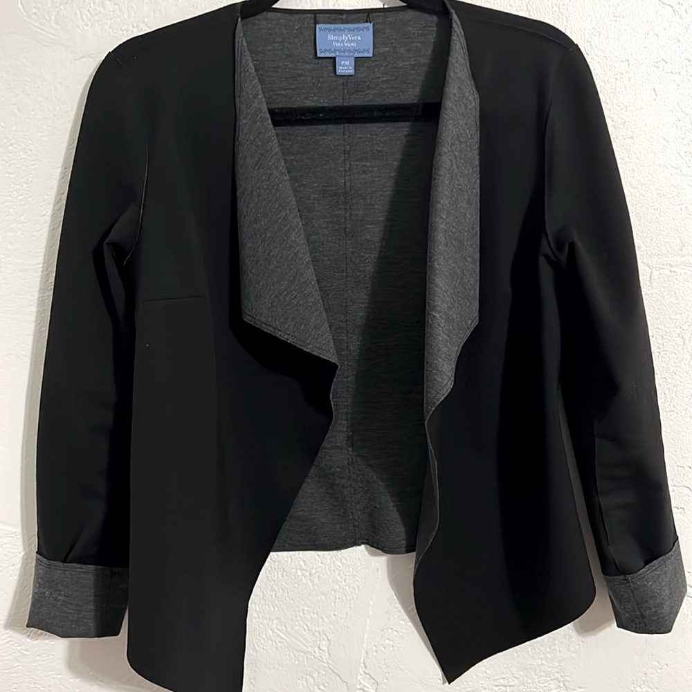 Simply Vera Vera Wang Draped Black and Grey  Blazer Jacket Top